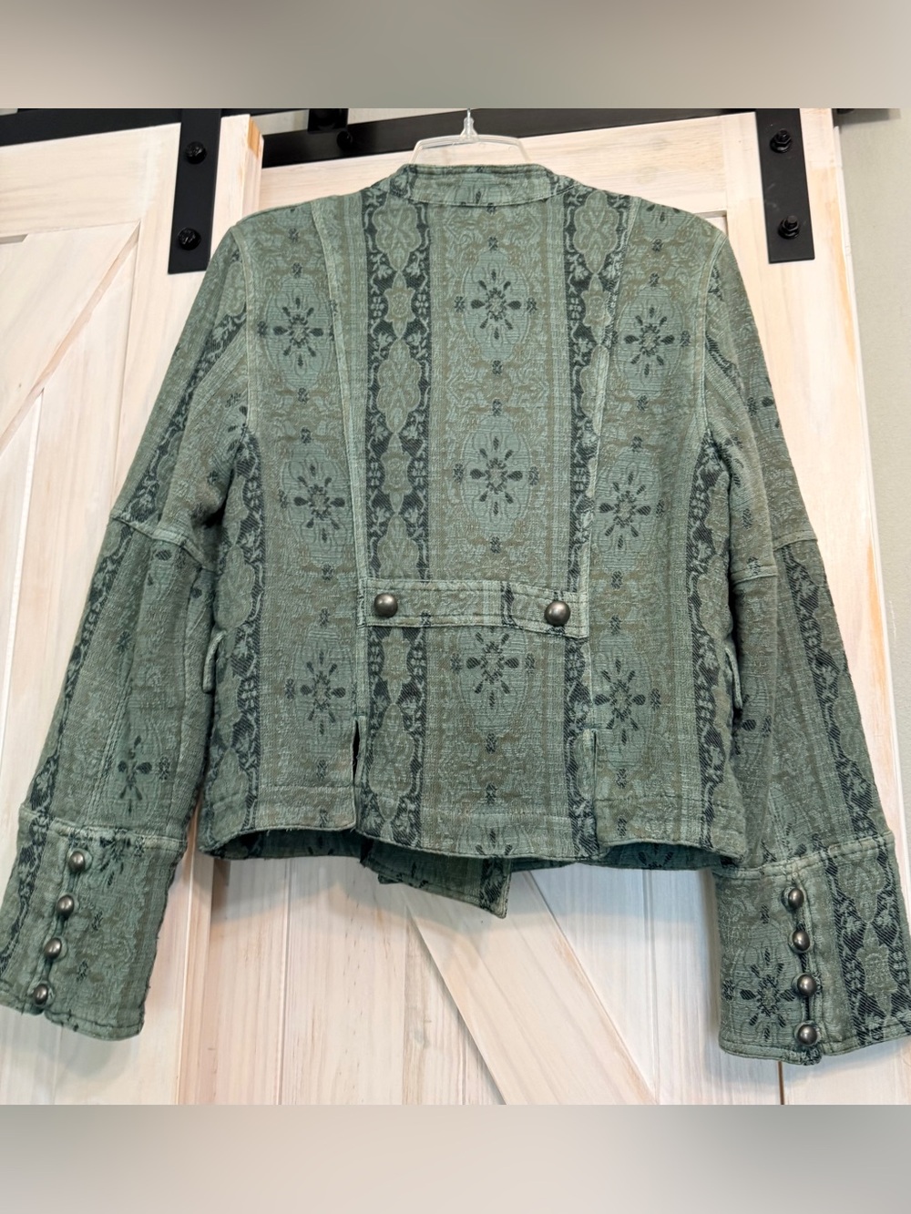 Free People Lotty Jacquard Band Jacket Like New. Steel Sea. Medium - Picture 3 of 13